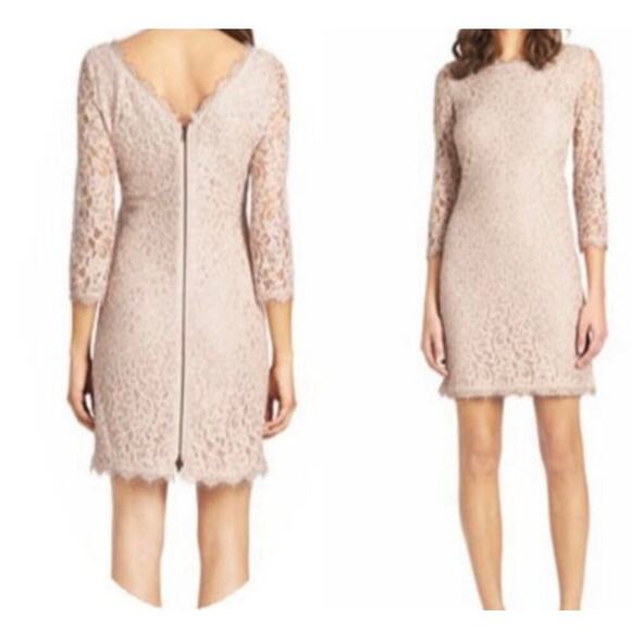 Diane Von Furstenberg Women's Beige DVF Zarita Lace Sheath Dress Size 2 - Picture 2 of 15